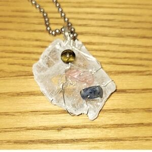 Wire-Wrapped Crystal Selenite Pendant Necklace